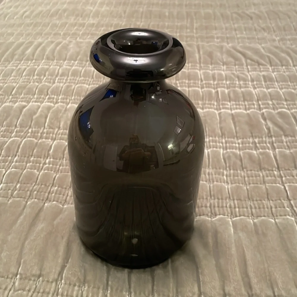 IKEA ATGANG Gray Dark Smokey Clear Glass Vase